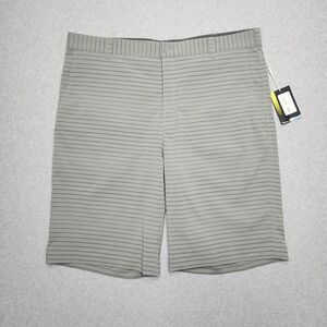 Nike Golf Shorts Mens 38 Gray Striped Tour Performance Dri-Fit Swoosh Flat Front